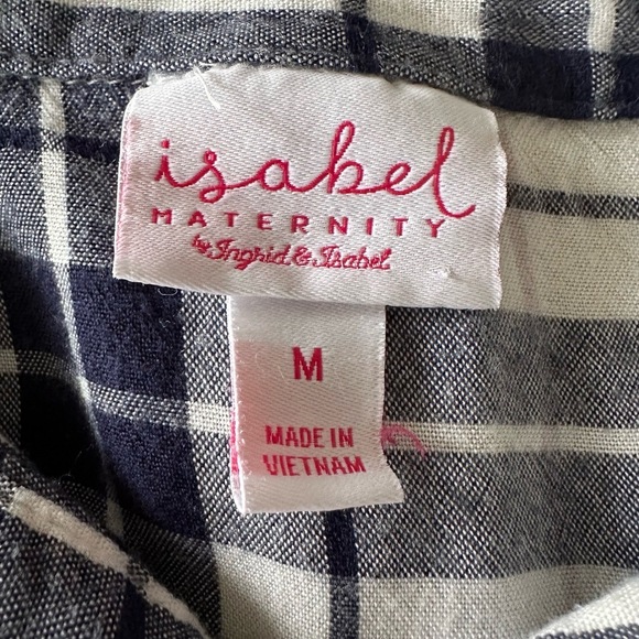 ISABEL MATERNITY Plaid Long Sleeve Button Down Empire Waist Flowy Blouse Size M - Picture 4 of 12